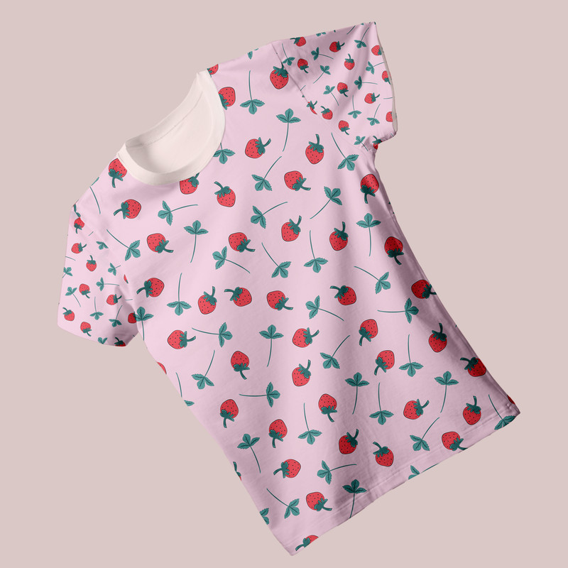 Digital prints seamless patterns with strawberries