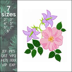 campanula embroidery design, romantic flower, 7 sizes