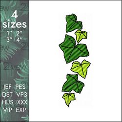Hedera Embroidery design, ivy plant helix, 4 sizes