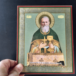 Saint John of Kronstadt | Gold foiled icon | Inspirational Icon Decor| Size: 8 3/4"x7 1/4"
