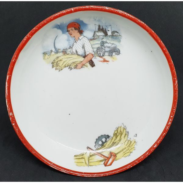 1 Vintage propaganda porcelain Candy Bowl REAPER from tea set USSR 1920s.jpg