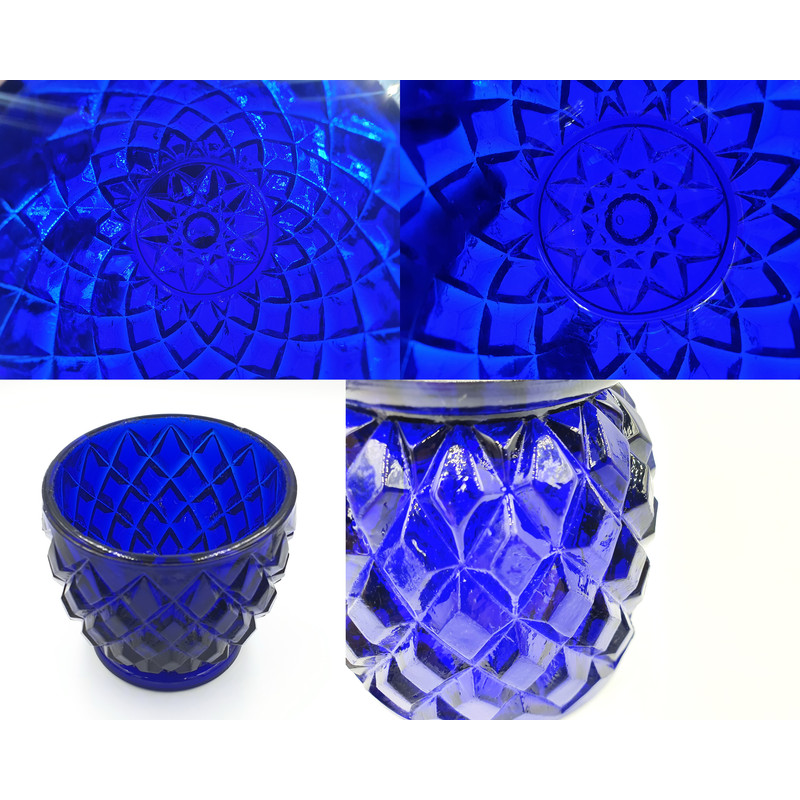 5 Vintage Pressed Cobalt glass Sugar bowl PINEAPPLE Pre 1917.jpg