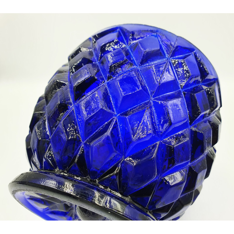 8 Vintage Pressed Cobalt glass Sugar bowl PINEAPPLE Pre 1917.jpg