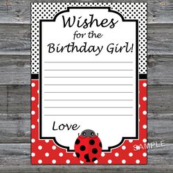 Ladybug Wishes for the birthday girl,Adult Birthday party game-fun games for her-Instant download
