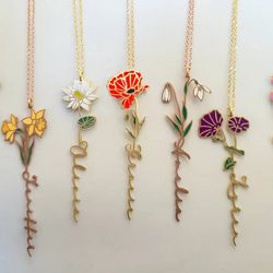 Colorful Necklace Birth Flowers Gift Necklace Personalise Name Gifts Personalise Jewelry for woman Birthday Gift for Her