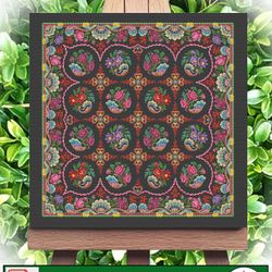 scheme for embroidery flowers - Vintage Cross Stitch Scheme Carpet with flowers