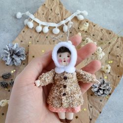 Doll tree ornament, Handmade doll, Textile doll, Christmas tree ornament, Rag doll, Hanging decor, Christmas gift