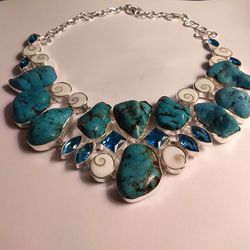 925 Sterling Silver Turquoise Topaz Necklace