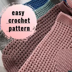 Tote bag Heart PDF easy crochet pattern for beginners