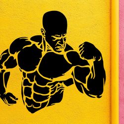Bodybuilder Sticker Gym Workout Fitness Crossfit Coach Sport Muscles Wall Sticker Vinyl Decal Mural Art Decor