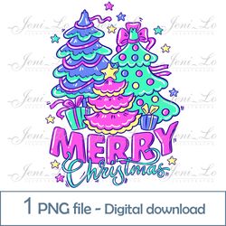Cute Christmas Trees 1 PNG file Merry Christmas clipart Pink Christmas Sublimation Cartoon Trees design Digital Download