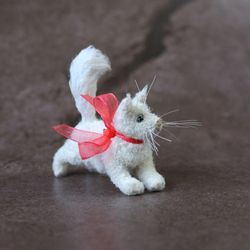 White Kitty. Miniature realistic figurine. Custom made toy. Pet portrait. Great gift for cat lover