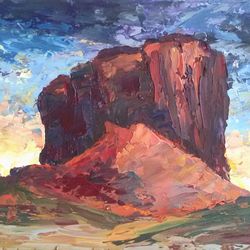 Utah Mountain Painting Desert Original Art National Park Artwork Landscape Wall Art 5x7" by Svetlana