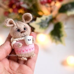 Easter bunny car charm mothers day gift, coffee lover gift, tea lover gift for mom, rabbit Table Top Decor KnittedToy