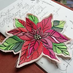 Machine embroidery design Christmas-star poinsettia
