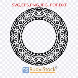 Tribal Svg. Polynesian tribal tattoo circle frame design