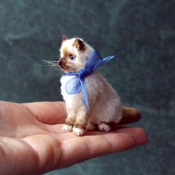 Tiny Siamese Cat. Thai Cat. Birman Cat. Realistic mini toy