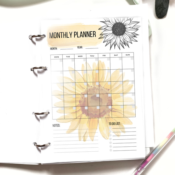 Sunflower Monthly planner Printable.jpeg