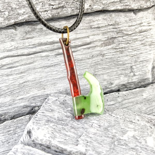 ax pendant made of red jasper and green jade (1)