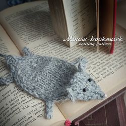 Mouse-bookmark knitting pattern, toy knitting pattern, amigurumi pattern, knitting DIY, knitting tutorial, how to knit