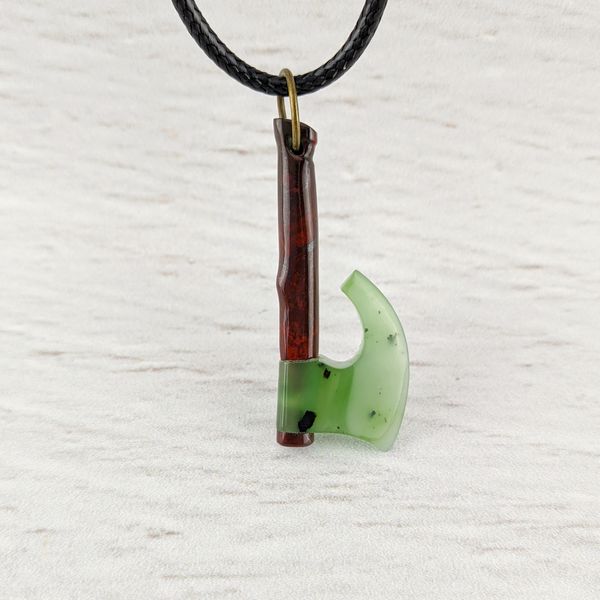 ax pendant made of red jasper and green jade (3)