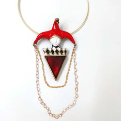harlequin Statement necklace choker with chains Bib necklace wearable art