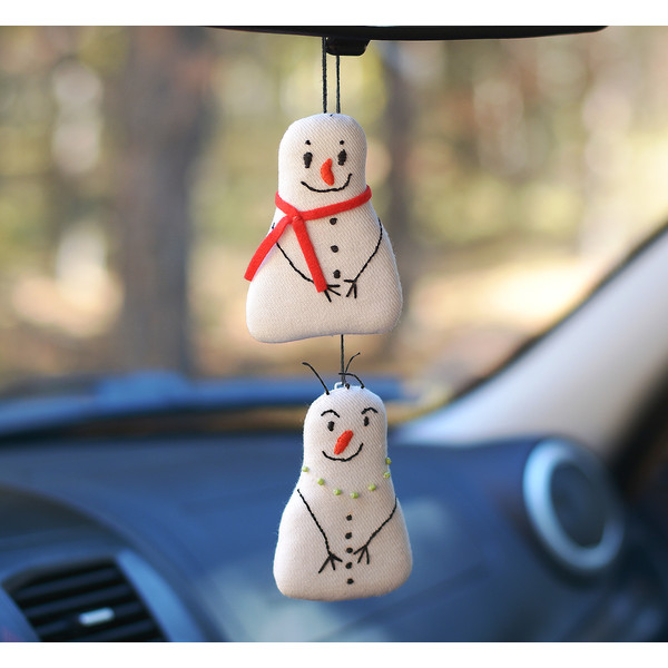 Snowmen are a car accessory or decoration for a Christmas tree..jpeg