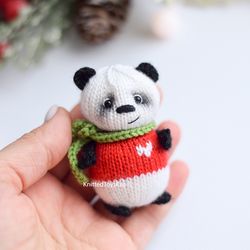 panda home decor, panda car charm Mothers day gift, Valentines day gift panda lover KnittedToysKsu