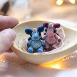 Crochet unicorn pattern, miniature animals, unicorn ornament