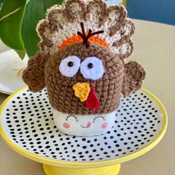 marshmallows mugs cap turkey thanksgiving day celebration crochet