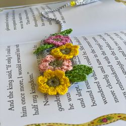 Bookmarks crochet handmade flower garden
