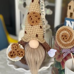 gnome crochet cookie for santa measures approximately 10 inches