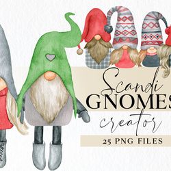 Christmas Scandi Gnome Clipart  Gnomies Creator Clip Art Funny Dwarf For Instant Download