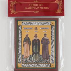 Diveyevo ascetics Saints Pelagia, Paraskeva and Mary icon compact size 2.3x3.5"  Orthodox gift free shipping