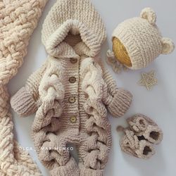 Overalls for newborns, clothes for newborns, knitted baby overall, newborn coming home from hospital, baby gift