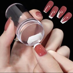 transparent nail stamper with scraper 2pcs ,jelly with silicone stamp for french nails manicuring  kit nail art stamping