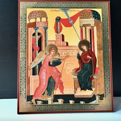 The Annunciation | Gold and silver foiled icon | Inspirational Icon Decor| Size: 8 3/4"x7 1/4"