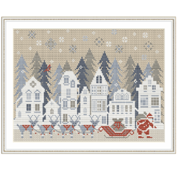 Christmas Sampler Cross Stitch Pattern Santa Claus Christmas Reindeer Christmas Town Primitive Pattern PDF Digital 246
