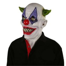 GREEN HORNED CLOWN Creepy Evil Scary Mask Latex Masque Party Halloween 2021 New