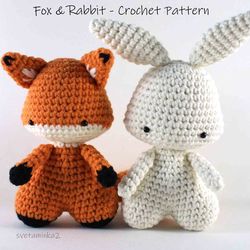 Crochet Fox Pattern Crochet Rabbit Pattern Amigurumi Rabbit Fox Amigurumi Crochet Pattern