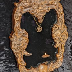 modern large decorative wall mirror gothic mirror wall decoration mirror with black glass in carving wooden frame