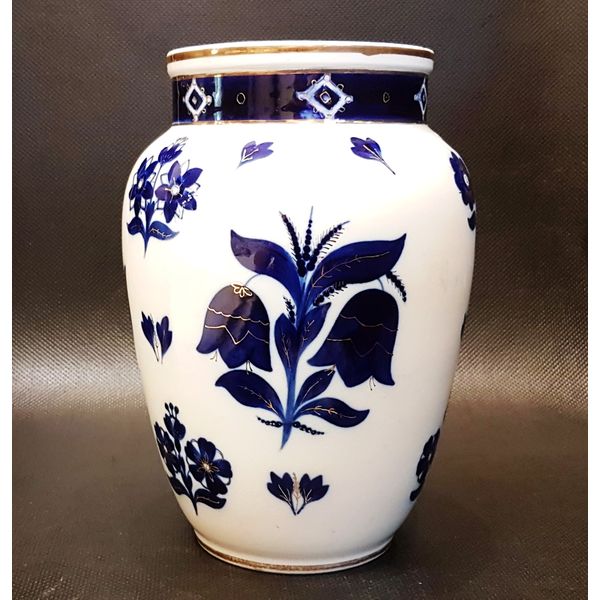 4 Vintage Porcelain Vase FLOWERS Cobalt Gilding LFZ USSR 1950s.jpg