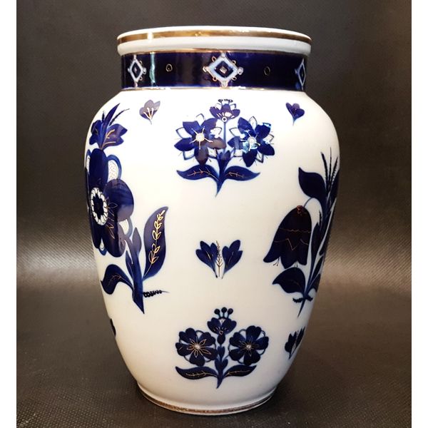5 Vintage Porcelain Vase FLOWERS Cobalt Gilding LFZ USSR 1950s.jpg