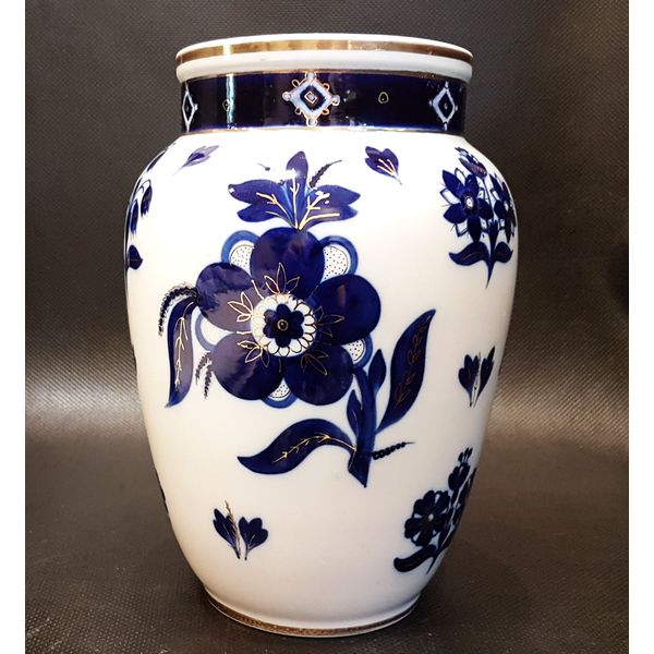 6 Vintage Porcelain Vase FLOWERS Cobalt Gilding LFZ USSR 1950s.jpg