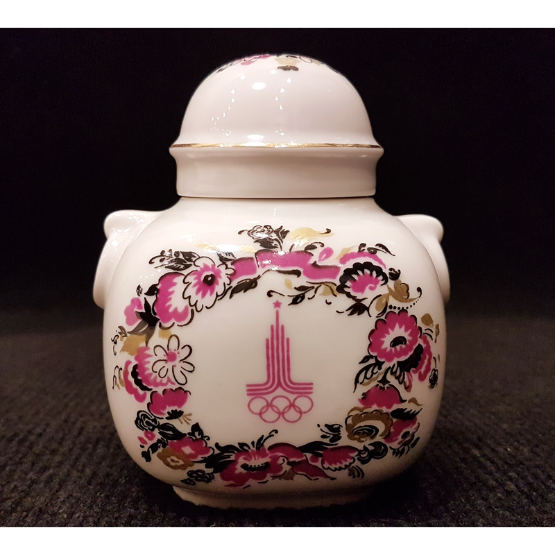 11 USSR Vintage Porcelain Tea-Holder Tea Jar with cover Olympic Games Moscow 1980.jpg