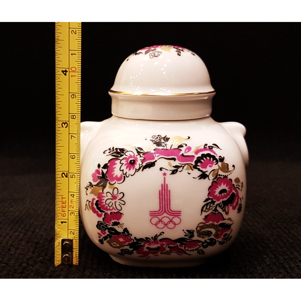 12 USSR Vintage Porcelain Tea-Holder Tea Jar with cover Olympic Games Moscow 1980.jpg