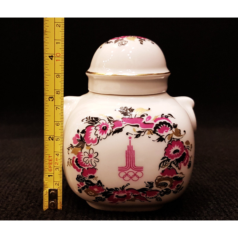 12 USSR Vintage Porcelain Tea-Holder Tea Jar with cover Olympic Games Moscow 1980.jpg