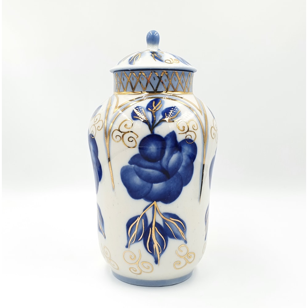 2 Vintage Porcelain Tea Сaddy Hand Painted Gilding USSR Olympic brand 1980.jpg