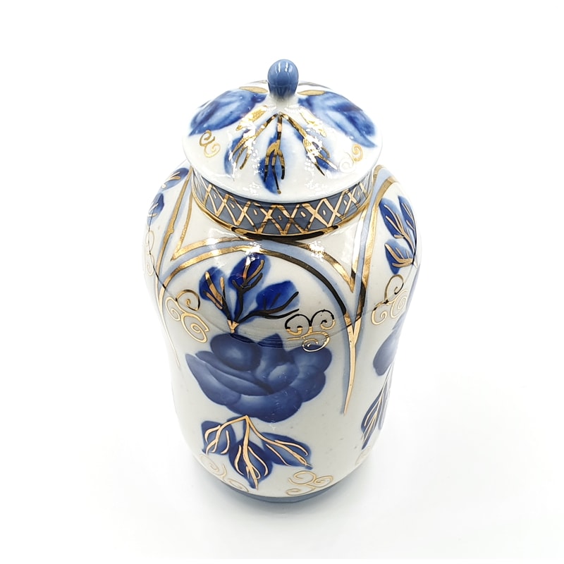 5 Vintage Porcelain Tea Сaddy Hand Painted Gilding USSR Olympic brand 1980.jpg