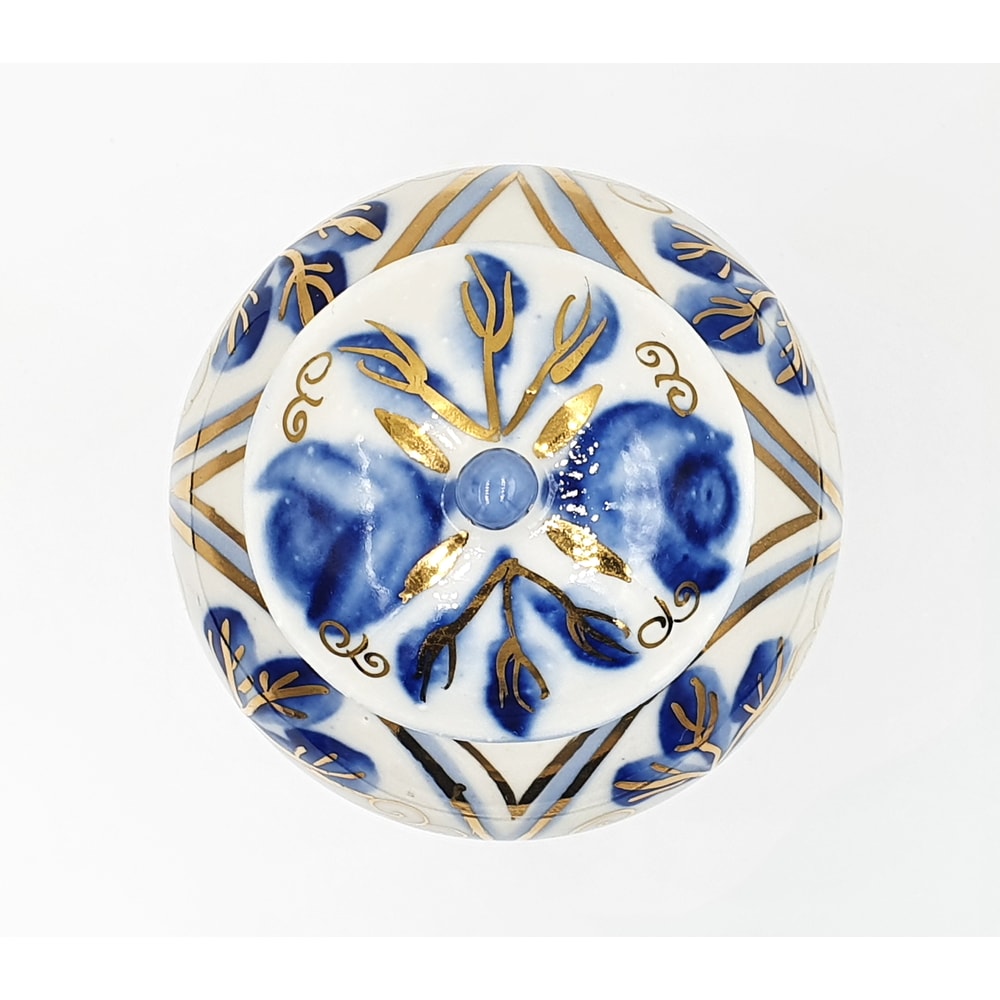 6 Vintage Porcelain Tea Сaddy Hand Painted Gilding USSR Olympic brand 1980.jpg